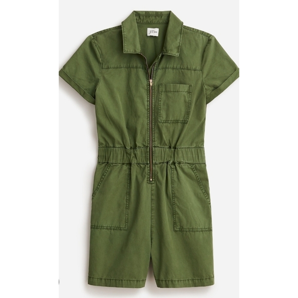JCrew Chino‎ Zip-front Safari Style Romper Size 0 - Picture 1 of 9